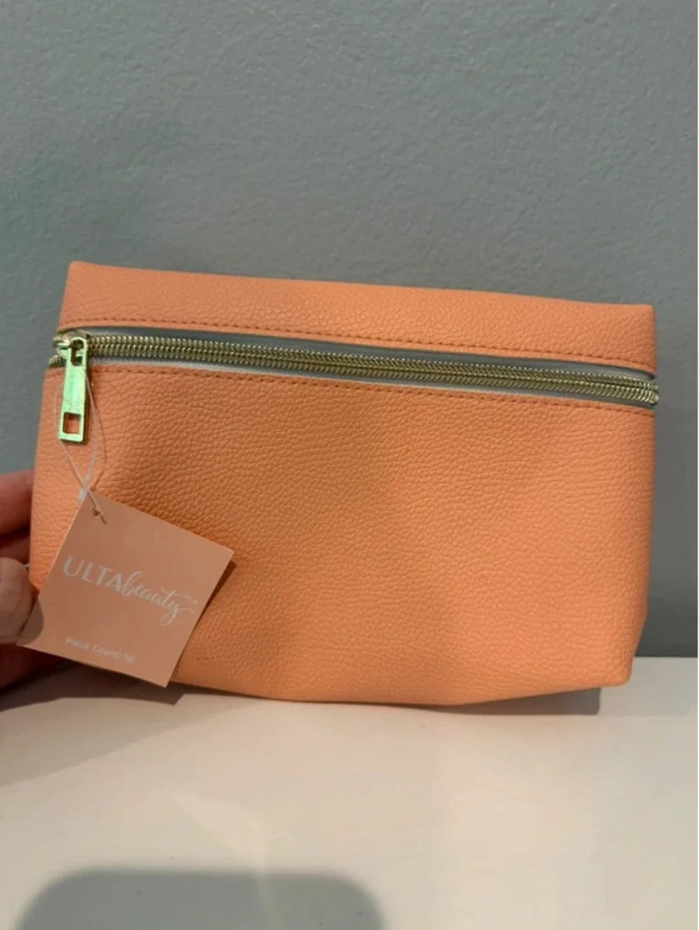 ULTA Beauty Peach Faux Leather Makeup Bag Cosmetic Pouch NWT